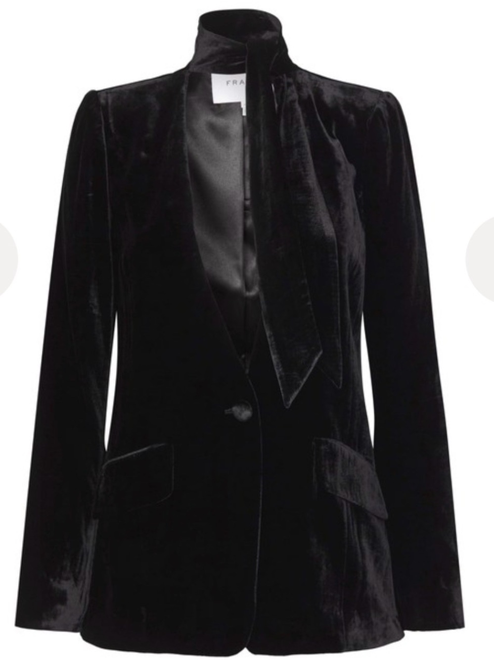 Frame Black Velvet Single-Button Women's Blazer Jacket